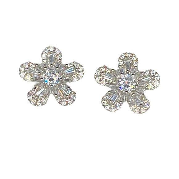 Snowflake Stud Earrings - Clear Stone