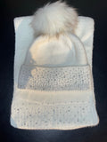 White Rhinestone Hat & Scarf Sets